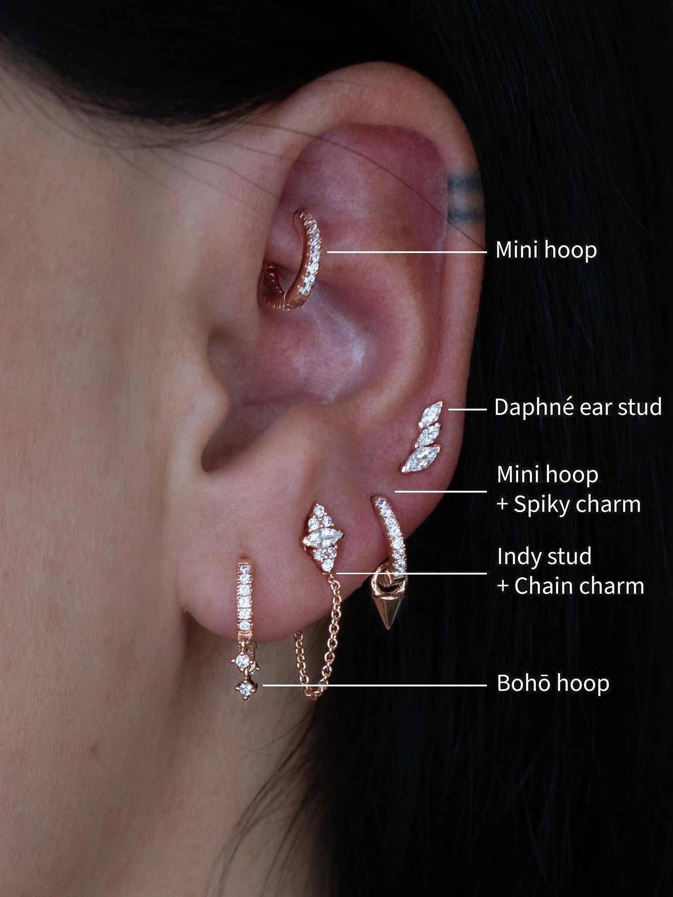 Indy ear stud - Plaqué or rose