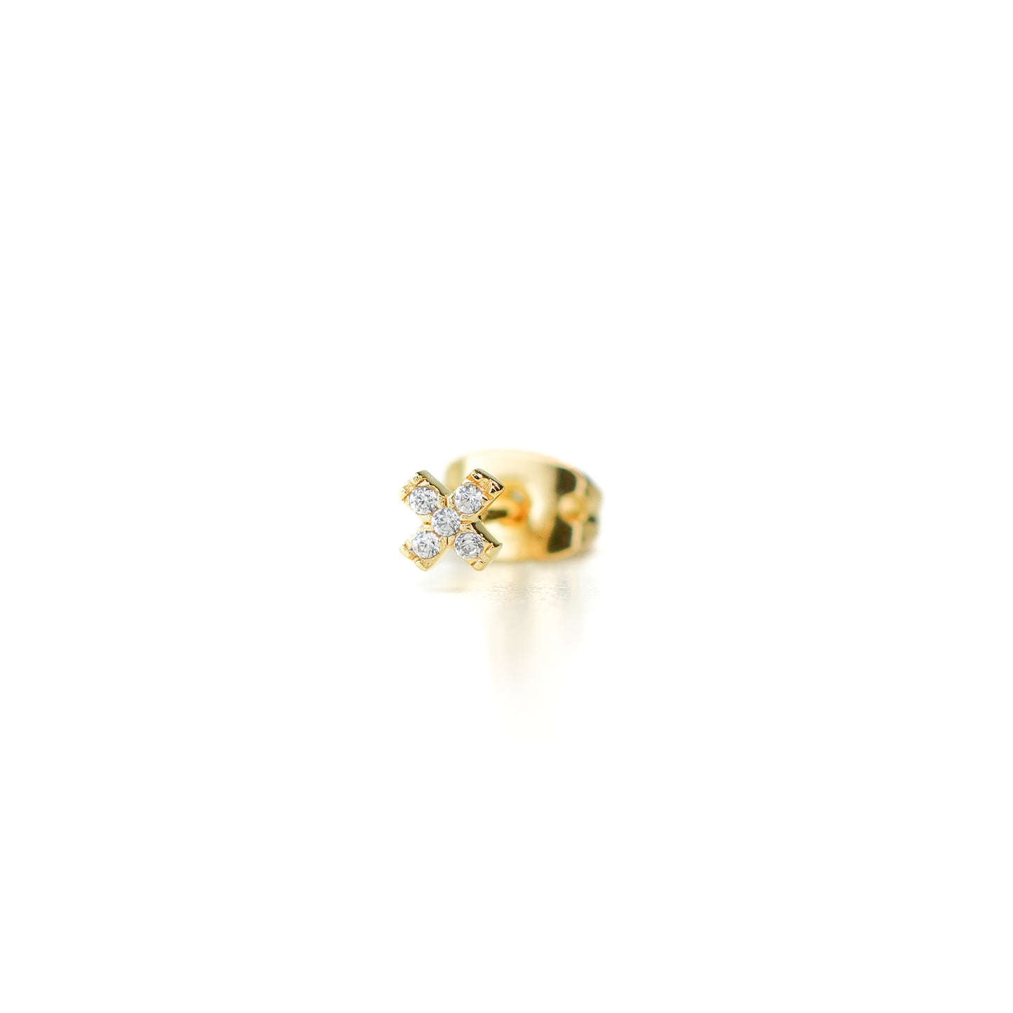 Cross ear stud - Plaqué or jaune