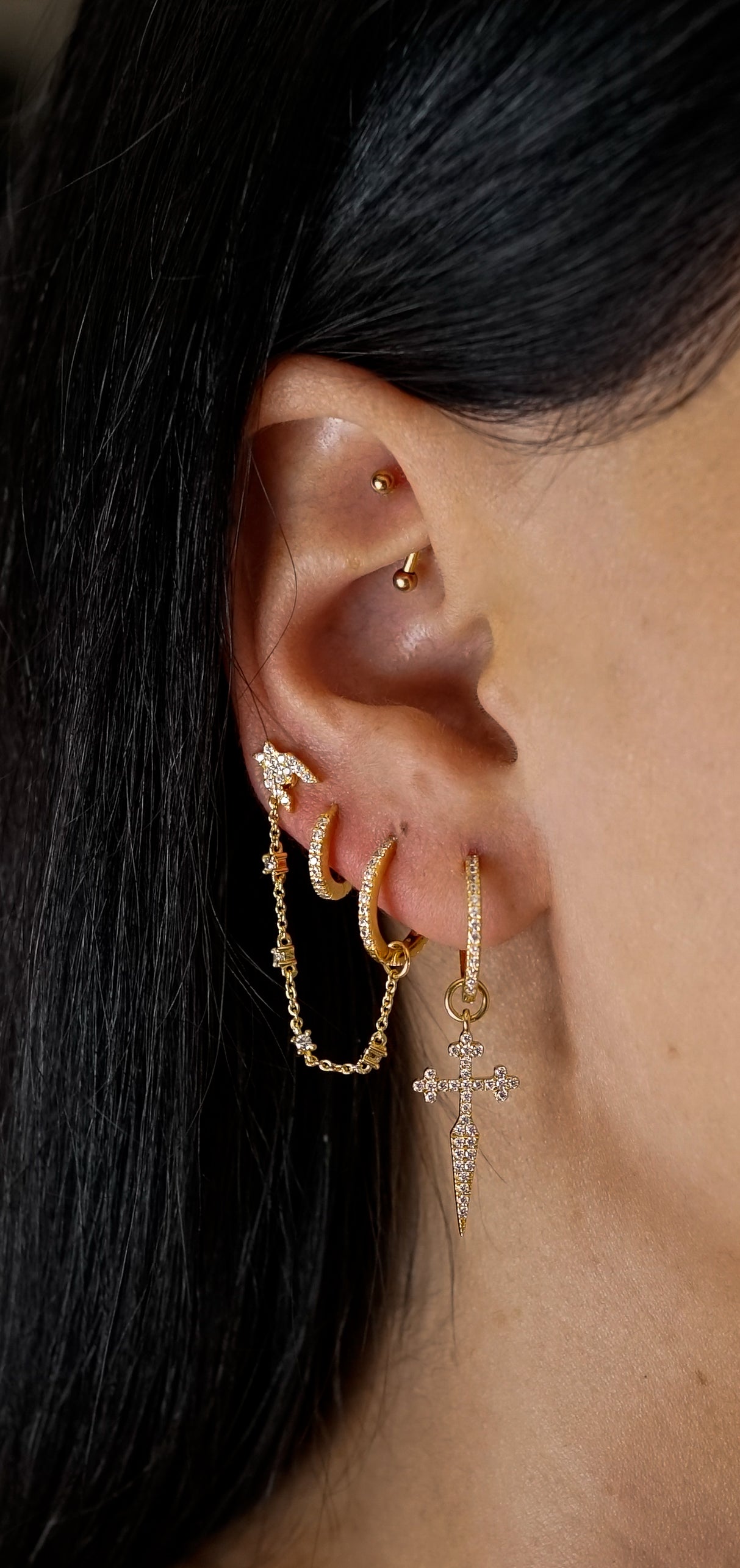 Iconic ear stud - Plaqué or jaune