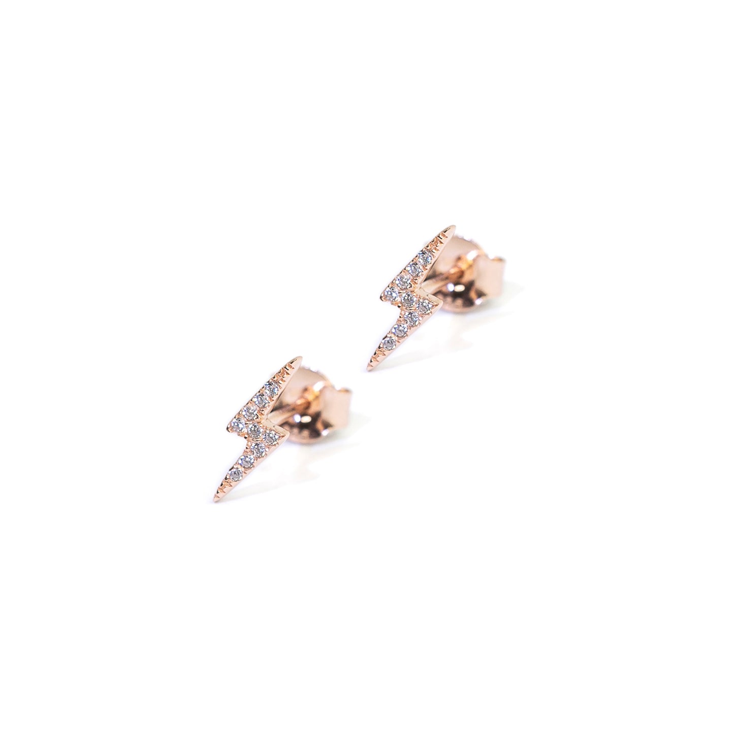 Lightning ear stud - Plaqué or rose